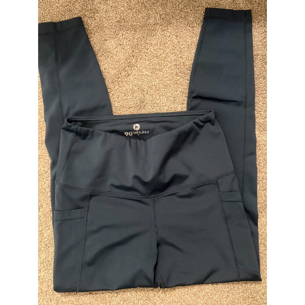 Womens Blue 90 Degree Leggings with Pockets Size Small